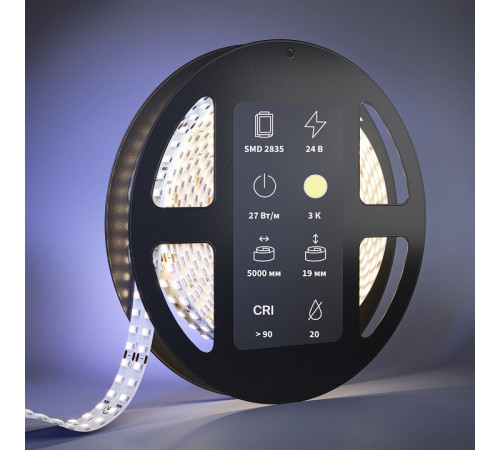 Светодиодная лента Maytoni Ultra 24В 2835 27Вт/м 3000К 5м IP20 201114 Светодиодная лента Maytoni Ultra 24В 2835 27Вт/м 3000К 5м IP20 201114