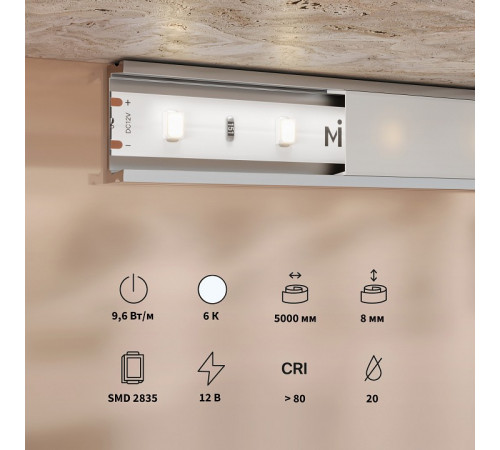 Светодиодная лента Maytoni Base 12В 2835 9,6Вт/м 6000K 5м IP20 201170 Светодиодная лента Maytoni Base 12В 2835 9,6Вт/м 6000K 5м IP20 201170