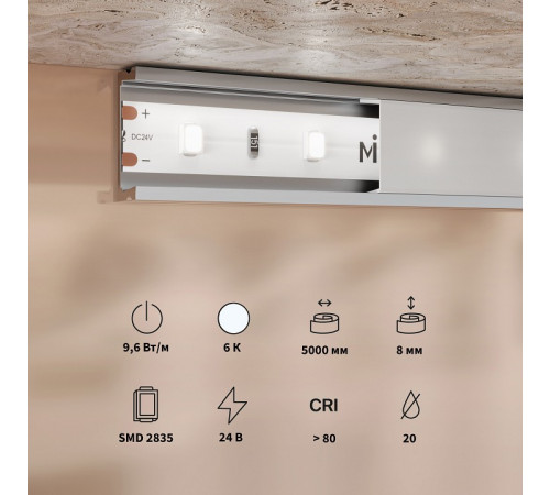 Светодиодная лента Maytoni Base 24В 2835 9,6Вт/м 6000K 5м IP20 201179 Светодиодная лента Maytoni Base 24В 2835 9,6Вт/м 6000K 5м IP20 201179