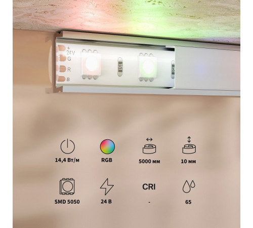 Светодиодная лента Maytoni Base 24В 5050 14,4Вт/м RGB 5м IP65 201198