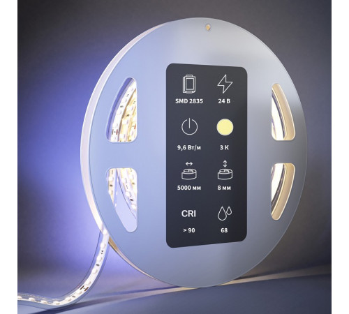 Светодиодная лента Maytoni Ultra 24В 2835 9,6Вт/м 3000K 5м IP68 201212 Светодиодная лента Maytoni Ultra 24В 2835 9,6Вт/м 3000K 5м IP68 201212