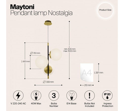 Подвесной светильник Maytoni Nostalgia MOD048PL-03G