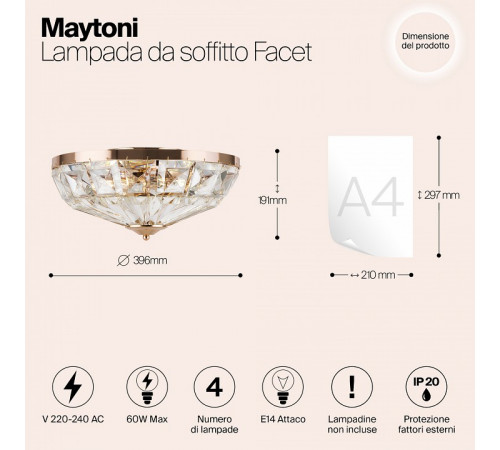 Потолочная люстра Maytoni Facet MOD094CL-04G