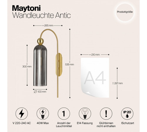 Бра Maytoni Antic MOD302WL-01GR Бра Maytoni Antic MOD302WL-01GR