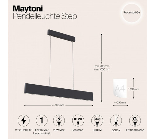 Подвесной светильник Maytoni Step P010PL-L23B4K