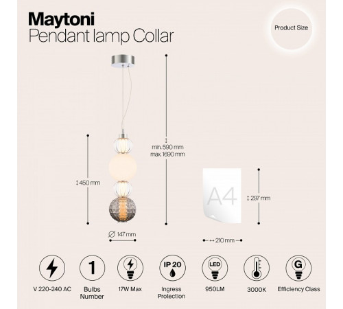 Подвесной светильник Maytoni Collar P069PL-L17CH3K