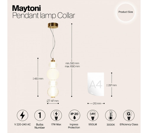 Подвесной светильник Maytoni Collar P069PL-L17G3K Подвесной светильник Maytoni Collar P069PL-L17G3K