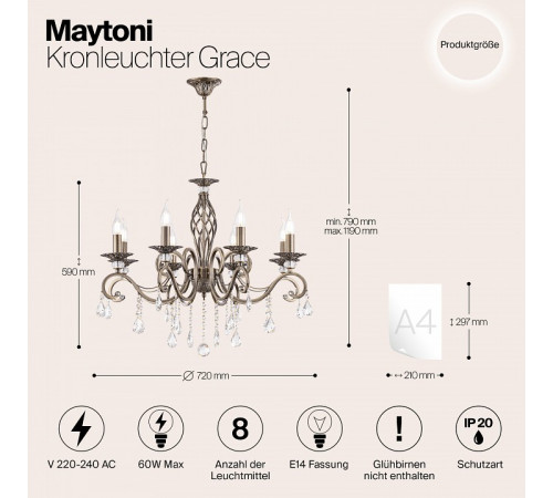 Подвесная люстра Maytoni Grace RC247-PL-08-R Подвесная люстра Maytoni Grace RC247-PL-08-R