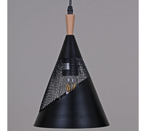 Подвесной светильник Reluce 03250-3.9-01 BK+WOOD