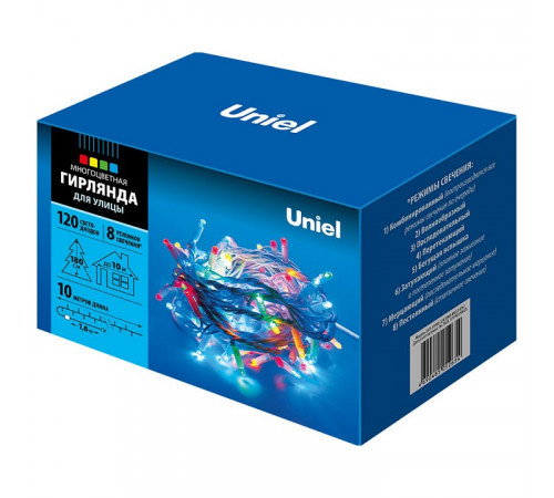 Уличная светодиодная гирлянда Uniel (07927) разноцветный ULD-S1000-120/DWA Multi IP67 Уличная светодиодная гирлянда Uniel (07927) разноцветный ULD-S1000-120/DWA Multi IP67