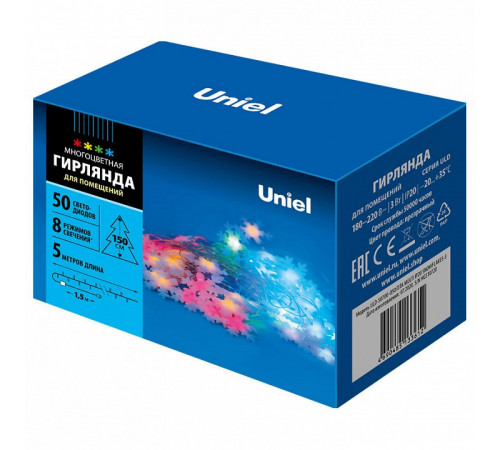 Светодиодная гирлянда (07936) Uniel Снежинки 220V разноцветный ULD-S0700-050/DTA MULTI IP20 SNOWFLAKES-3 Светодиодная гирлянда (07936) Uniel Снежинки 220V разноцветный ULD-S0700-050/DTA MULTI IP20 SNOWFLAKES-3