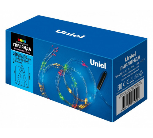 Уличная светодиодная гирлянда (UL-00007284) Uniel Лучи росы 220V разноцветный ULD-E0200-200/STA Multi IP44 Уличная светодиодная гирлянда (UL-00007284) Uniel Лучи росы 220V разноцветный ULD-E0200-200/STA Multi IP44