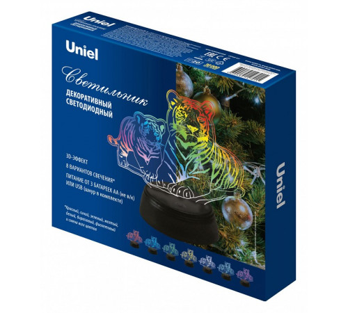 Настольная лампа Uniel ULI-M508 RGB/3AA TIGER FAMILY/BLACK UL-00008403