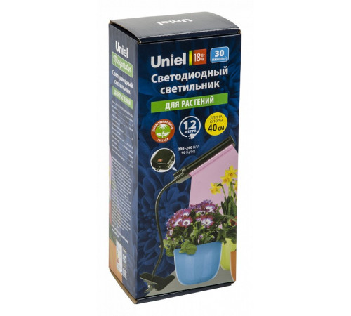 Светодиодный светильник для растений Uniel Minigarden ULT-P31-18W/SPLE/40 IP40 Black Single UL-00009251 Светодиодный светильник для растений Uniel Minigarden ULT-P31-18W/SPLE/40 IP40 Black Single UL-00009251