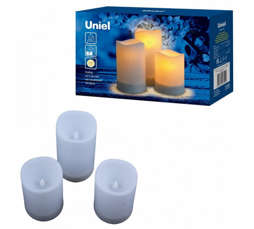 Садовый светильник на солнечной батарее Uniel USL-S-816/PT150 CANDLE SET3 UL-00009381