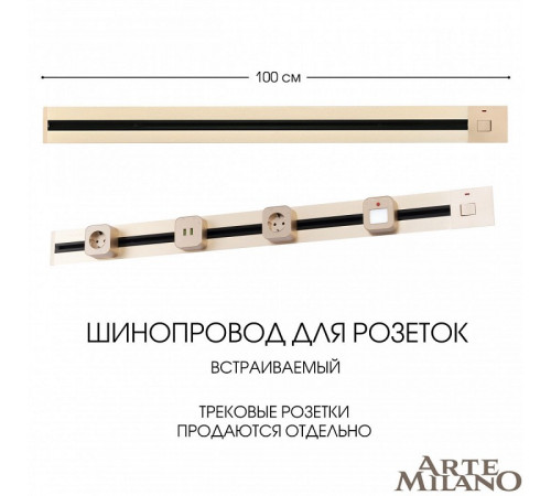 Встраиваемый шинопровод с выключателем Arte Milano Am-track-sockets 385201TBB/100 Gold