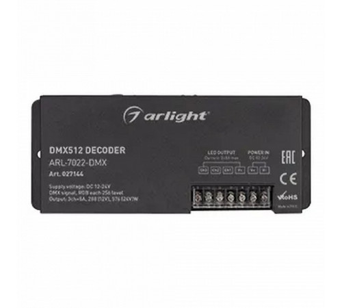 Декодер Arlight ARL-7022-DMX (12-24V, 3x8A, DMX512, XLR3) 027144 Декодер Arlight ARL-7022-DMX (12-24V, 3x8A, DMX512, XLR3) 027144