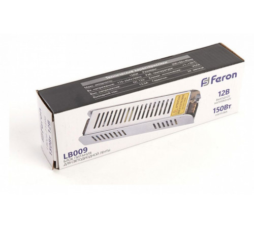 Блок питания для светодиодной ленты Feron LB009 12V 150W IP20 12,5A 21496