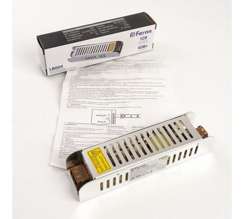 Трансформатор для светодиодной ленты Feron LB009 60Вт 12В IP20 48008