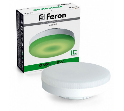 Лампа светодиодная Feron LB-455 GX53 12W зеленая 48560 Лампа светодиодная Feron LB-455 GX53 12W зеленая 48560