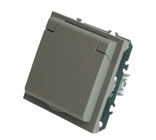 Розетка 1-местная с крышкой и защитными шторками Stekker Эмили RST16-5112-10 49959