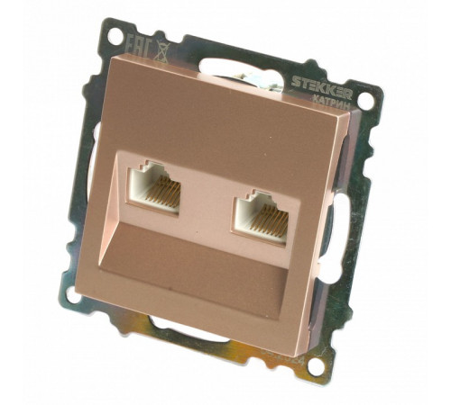 Розетка компьютерная 2-местная RJ-45 Stekker Катрин GLS00-7109-02 50004