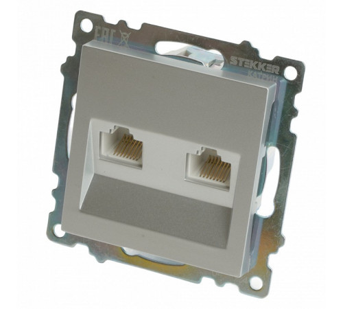 Розетка компьютерная 2-местная RJ-45 Stekker Катрин GLS00-7109-03 50005 Розетка компьютерная 2-местная RJ-45 Stekker Катрин GLS00-7109-03 50005