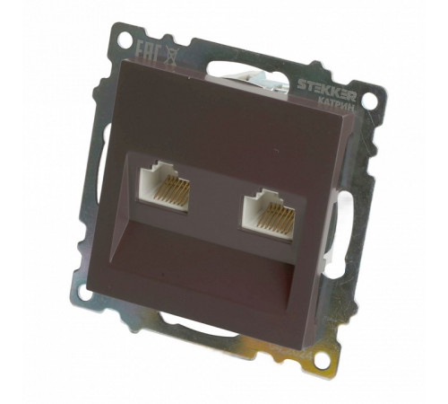 Розетка компьютерная 2-местная RJ-45 Stekker Катрин GLS00-7109-04 50006
