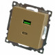 Розетка 2-местная USB + type C Stekker Катрин GLS10-7116-08 50053