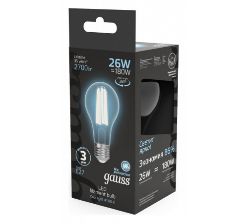Лампа светодиодная Gauss Filament E27 26W 4100K 102902226 Лампа светодиодная Gauss Filament E27 26W 4100K 102902226