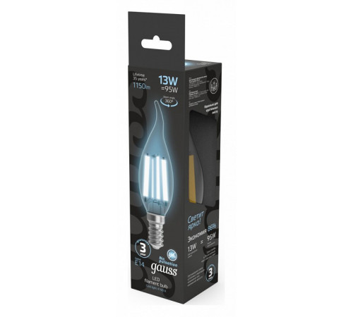 Лампа светодиодная Gauss Filament E14 13W 4100K 104801213 Лампа светодиодная Gauss Filament E14 13W 4100K 104801213