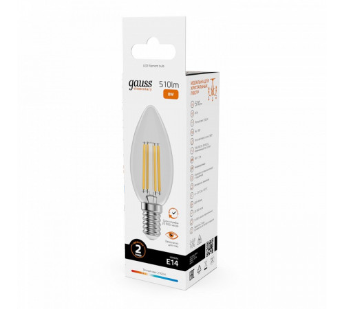 Лампа светодиодная Gauss Filament Elementary E14 8W 2700K 32118 Лампа светодиодная Gauss Filament Elementary E14 8W 2700K 32118