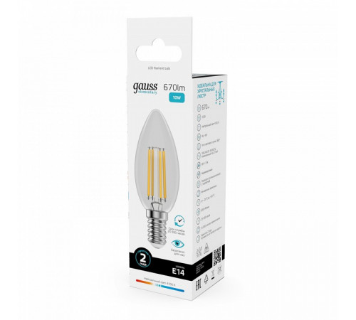 Лампа светодиодная Gauss Filament Elementary E14 10W 4100K 32120 Лампа светодиодная Gauss Filament Elementary E14 10W 4100K 32120