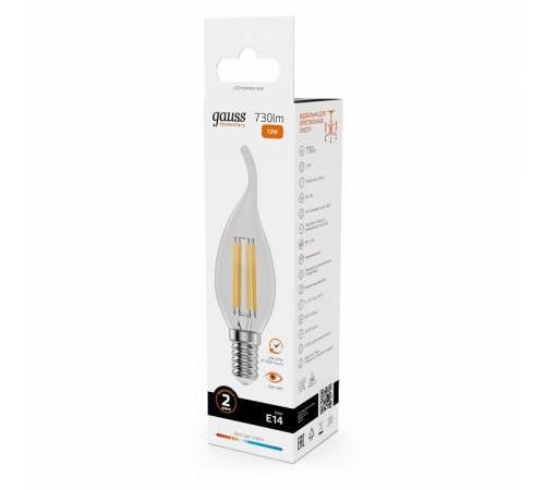 Лампа светодиодная Gauss Filament Elementary E14 12W 2700K 42112