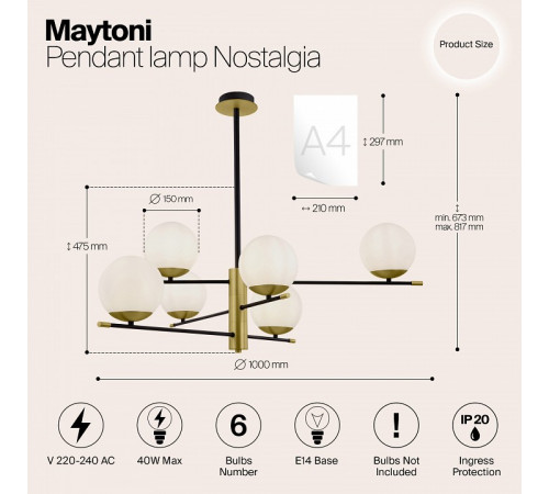 Подвесной светильник Maytoni Nostalgia MOD048PL-06G