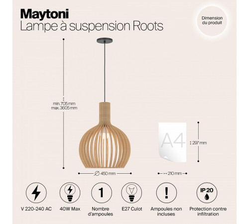 Подвесной светильник Maytoni Roots MOD194PL-01W1