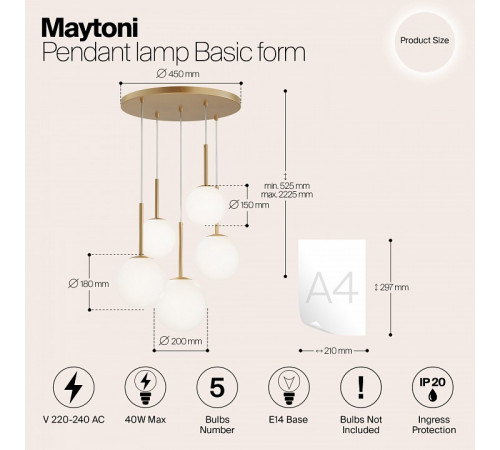 Подвесной светильник Maytoni Basic form MOD321PL-05G1 Подвесной светильник Maytoni Basic form MOD321PL-05G1