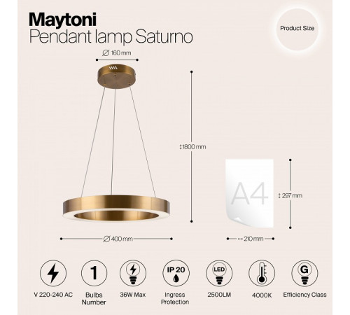 Подвесной светильник Maytoni Saturno MOD415PL-L36BS4K Подвесной светильник Maytoni Saturno MOD415PL-L36BS4K