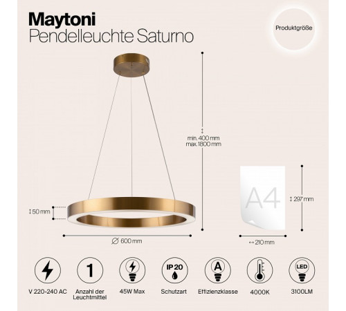 Подвесной светильник Maytoni Saturno MOD415PL-L45BS4K Подвесной светильник Maytoni Saturno MOD415PL-L45BS4K
