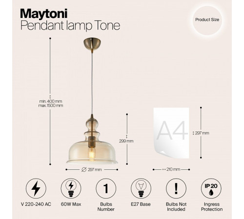 Подвесной светильник Maytoni Tone P001PL-01BZ