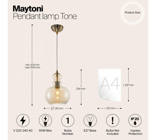 Подвесной светильник Maytoni Tone P003PL-01BZ
