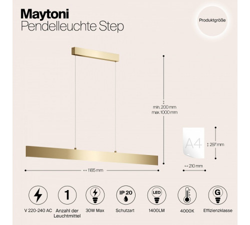 Подвесной светильник Maytoni Step P010PL-L30G4K