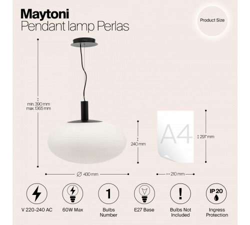 Подвесной светильник Maytoni Perlas P062PL-01W