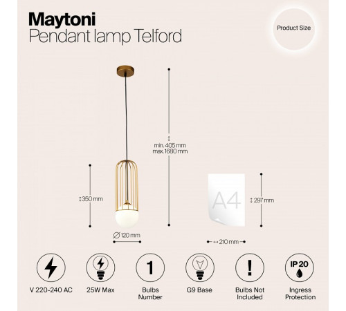 Подвесной светильник Maytoni Telford P361PL-01G Подвесной светильник Maytoni Telford P361PL-01G