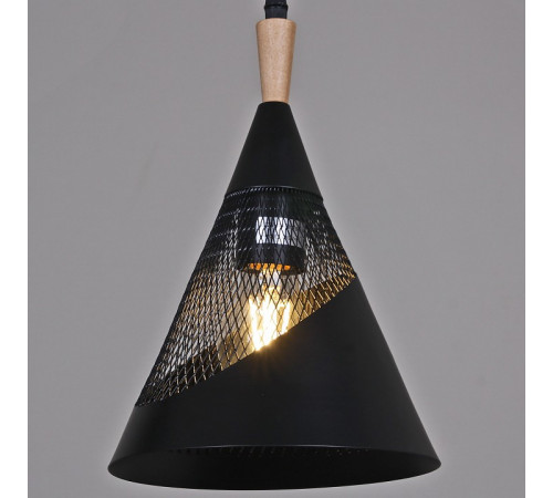 Подвесной светильник Reluce 03250-3.9-01 BK+WOOD