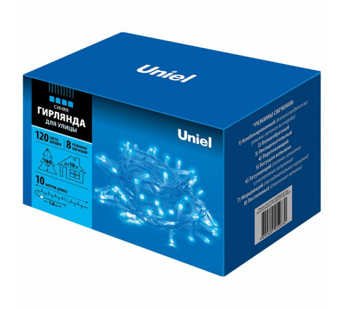 Уличная светодиодная гирлянда Uniel (07926) синий ULD-S1000-120/DWA Blue IP67 Уличная светодиодная гирлянда Uniel (07926) синий ULD-S1000-120/DWA Blue IP67