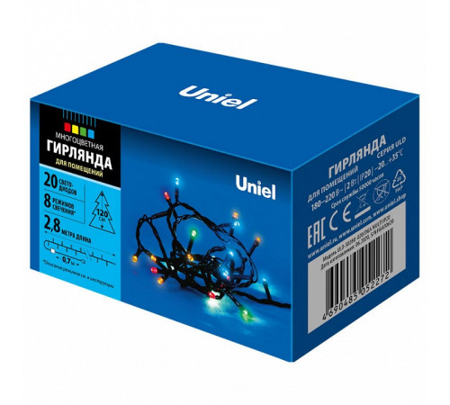 Светодиодная гирлянда Uniel (11092) разноцветный ULD-S0280-020/DGA Multi IP20 Светодиодная гирлянда Uniel (11092) разноцветный ULD-S0280-020/DGA Multi IP20