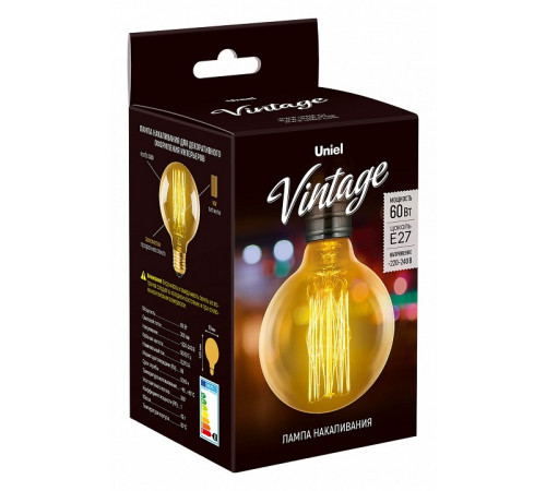 Лампа накаливания (UL-00000478) Uniel E27 60W золотистый IL-V-G80-60/GOLDEN/E27 VW01
