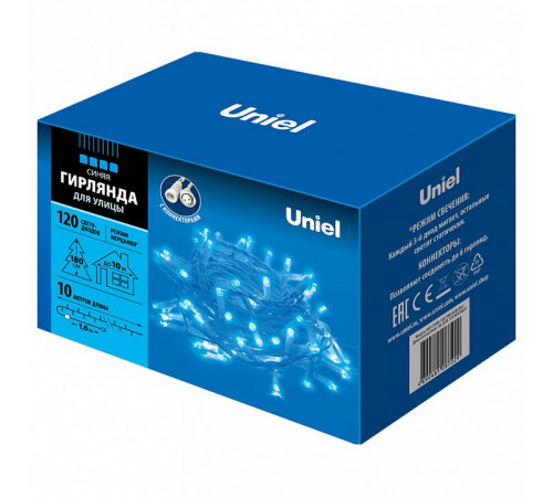 Уличная светодиодная гирлянда Uniel (UL-00001352) синий ULD-S1000-120/TWK Blue IP67 Уличная светодиодная гирлянда Uniel (UL-00001352) синий ULD-S1000-120/TWK Blue IP67