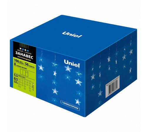 Светодиодная гирлянда (UL-00001410) Uniel занавес 220V белый ULD-E5505-196/DTK WHITE-BLUE IP20 STARS-1 Светодиодная гирлянда (UL-00001410) Uniel занавес 220V белый ULD-E5505-196/DTK WHITE-BLUE IP20 STARS-1
